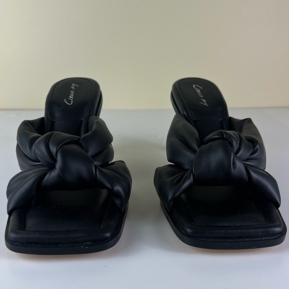 NEW CIRCUS SAM EDELMAN BLACK FAUX LEATHER SANDALS - Picture 10 of 12